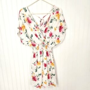 White Birch | New Floral Kimono Dress White Small